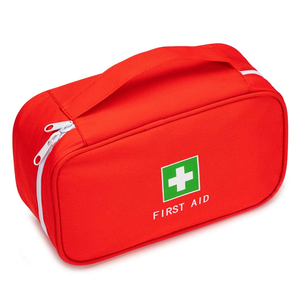 Jipemtra Red First Aid Bag Empty Travel Rescue Pouch First Responder Storage Medicine Emergency Bag for Car Home Office Kitchen Sport Outdoors Camping Hiking