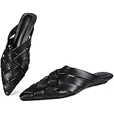 baobeijiadao Womens Pointed Toe Mules Braided Slip On Flats Mules for Women Comfortable Backless Loafers Shoes