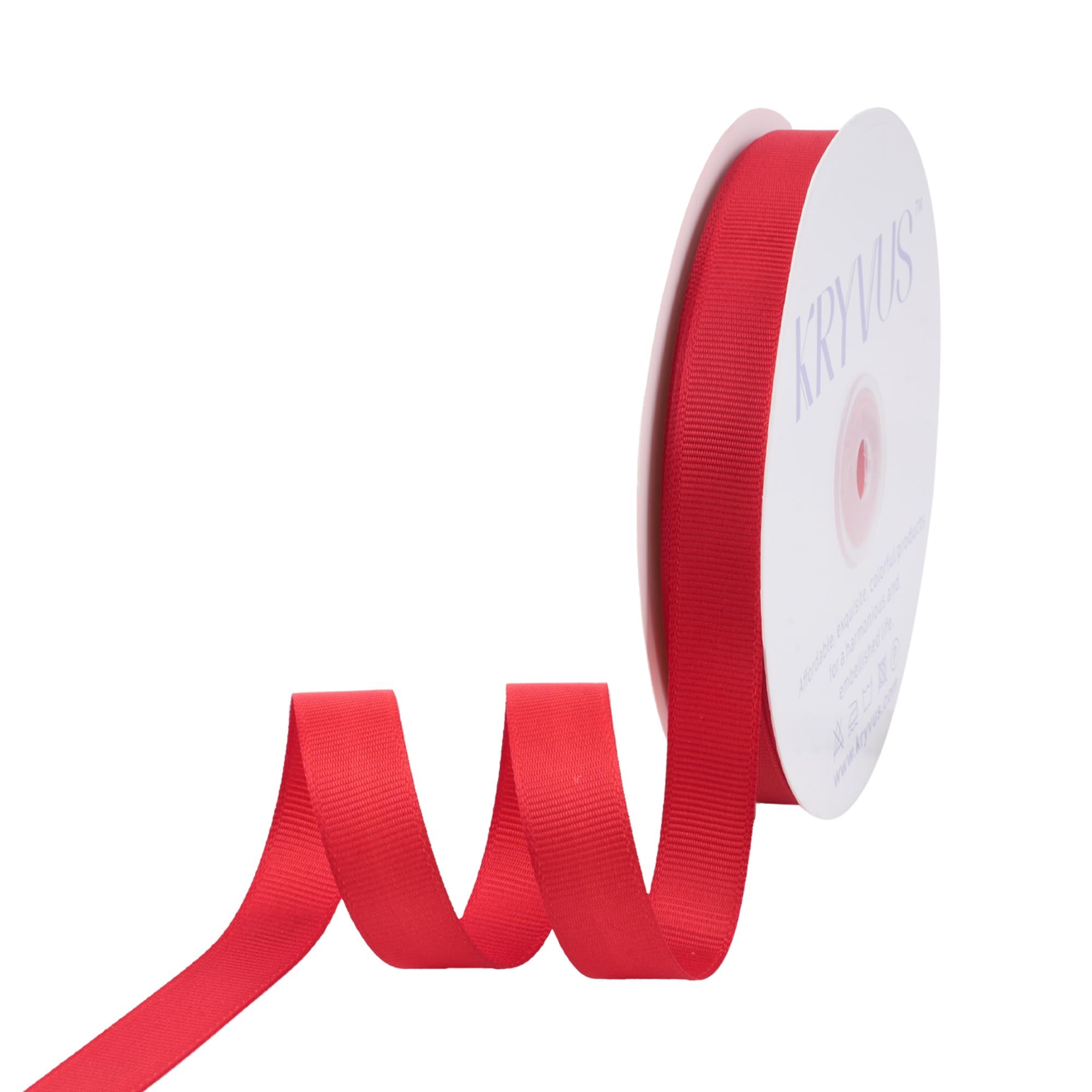 Kryvus Grosgrain Ribbon, Red Ribbon 16mm x Continuous 45 Metres, Red Grosgrain Ribbons Perfect for Gift Wrapping, Crafts, Sewing, Wedding Decor, DIY Hair Accessories and More