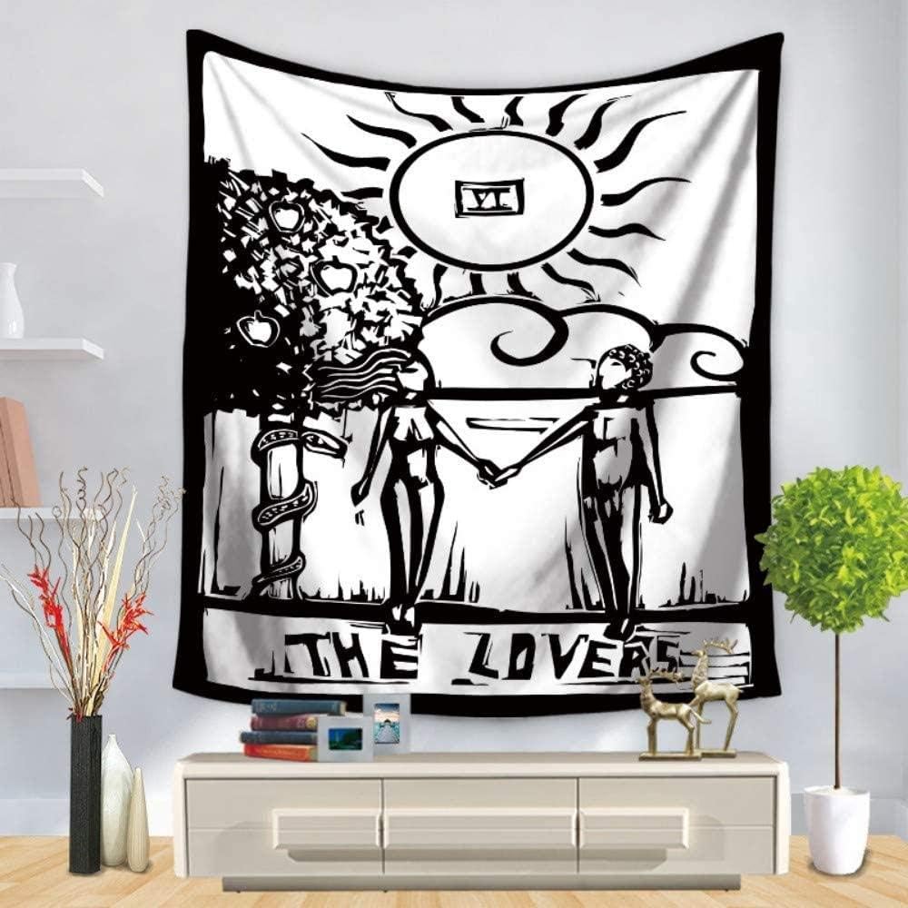 Amazon.de: kjbfkghj Wandbehang, Schwarz-Weiß-Cartoon Sun Tarot-Karte n