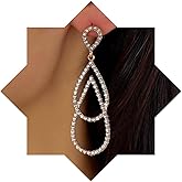 Zeshimb Gold Teardrop Dangle Earrings CZ Diamond Waterdrop Earrings Shiny Paved Rhinestone Geometric Drop Earrings Elegant Wedding Bridal Earrings Jewelry for Women