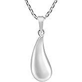 AeraVida 925 Sterling Silver Teardrop Pendant Necklace – Minimalist Rain-Inspired Polished Drop of Life Charm on 18 Inch Cable Chain | Simple Everyday Lightweight Jewelry for Women