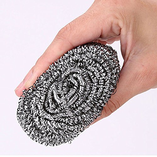 Wecando Stainless Steel Scourer Bathroom Sponges Scrubbers kitchen scouring ball pan cleaning ball (Pack of 6) - Thumbnail 2