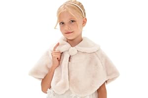 HCABL Girl Dress Coat,Girl Cozy Faux Fur Bolero Shrug Flower Girl Bolero Princess Cape