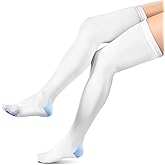 BOCOSO Ted Hose Thigh High Anti Embolism Compression Stockings 15-20 mmHg Graduated Medical Support Stocking 1 Pair with Silicone Band Women & Men for Swollen, Flight, Recovery, Training.