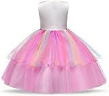 URAQT Unicorn Dress for Girls Princess Costume 4-5Y Pink Necklace Headband view 4