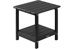 VEVOR Outdoor Side Table, 17.72W x 14.96D x 17.32H Inch, Double Layer HDPE Outside End Table for Easy Maintenance, Withstand 