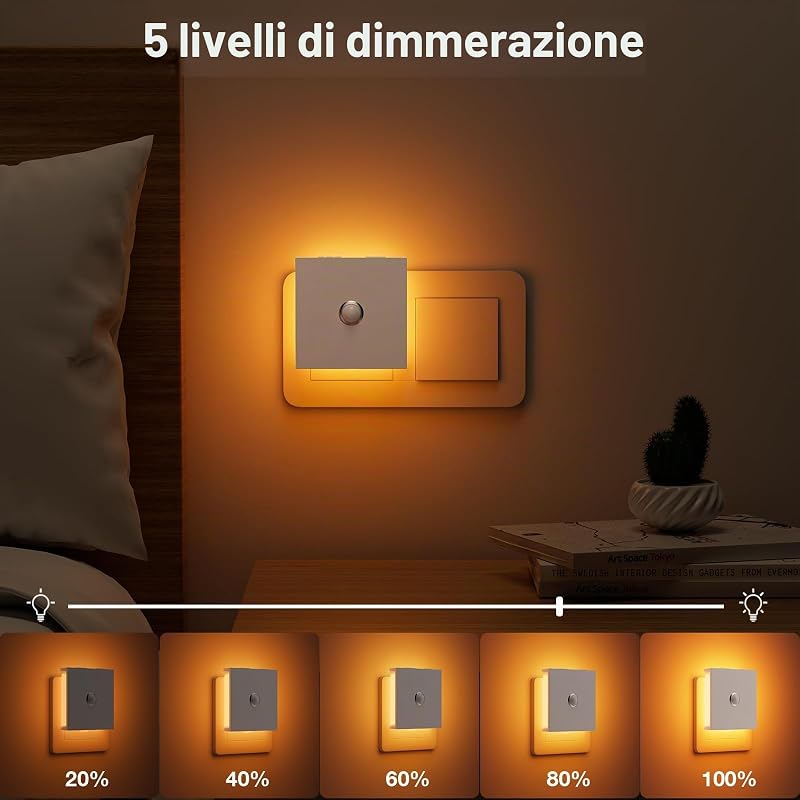 Luce Notturna Bambini,2PCS Luci Notturne,Dimmerabile Luce Notturna da Presa — foto 5 di 7