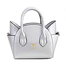 JHVYF Women's Fashion Top Handle Cute Cat Cross Body Shoulder Bags Girls Silver Handbag