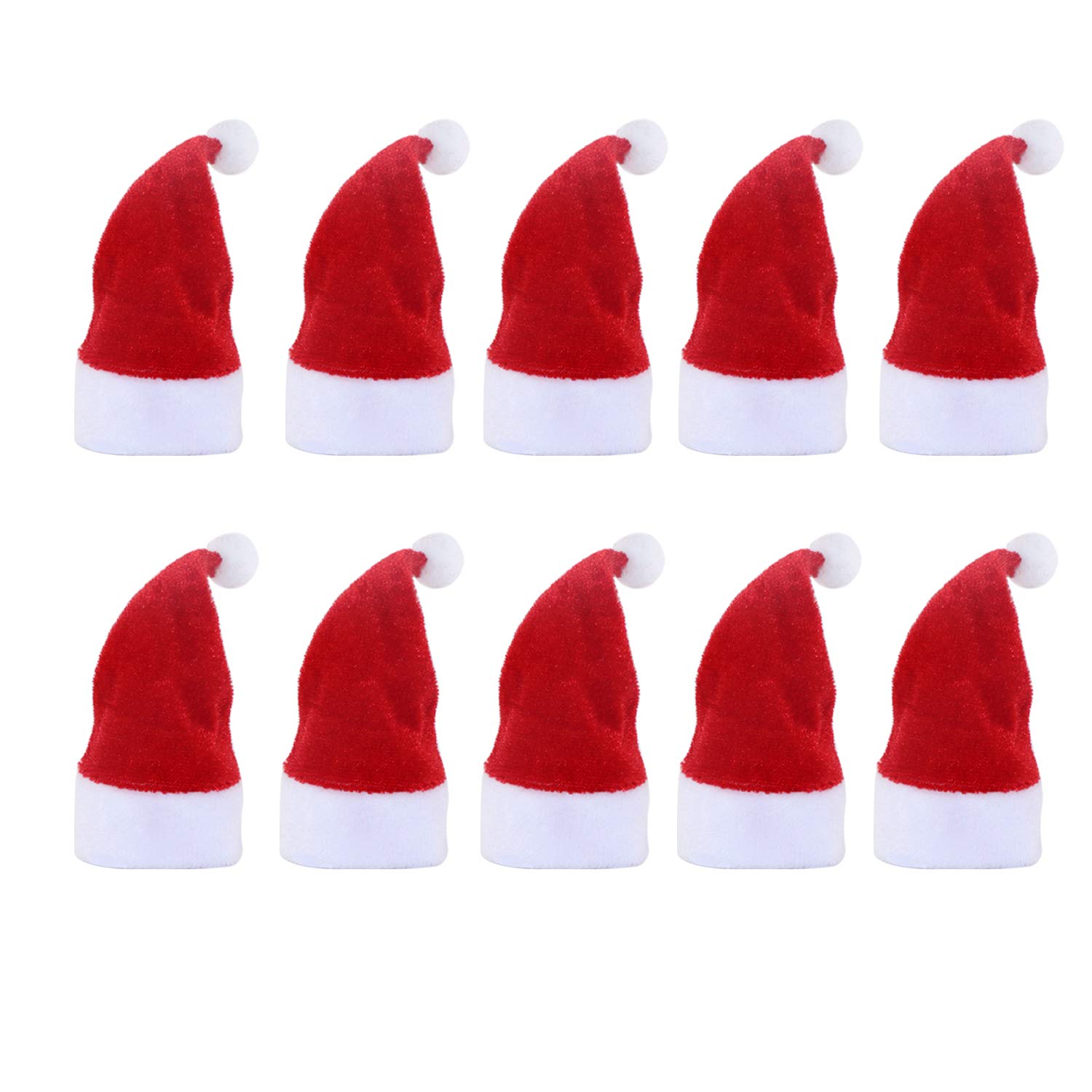 LOOGI Mini Santa Hats 10pcs, Mini Christmas Hats Wine Bottles Cover Crafts Ornaments Decor (8 * 10 cm)