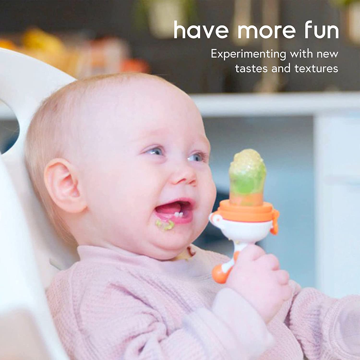 Fruuti Baby Fruit Feeder by Quark - Frozen Teether & Baby Food Feeder Pacifier - Perfect for Self Feeding, with Extra Silicone Tips - Secure Latch & Clip Ring - BPA, BPS, PVC, Phthalates Free
