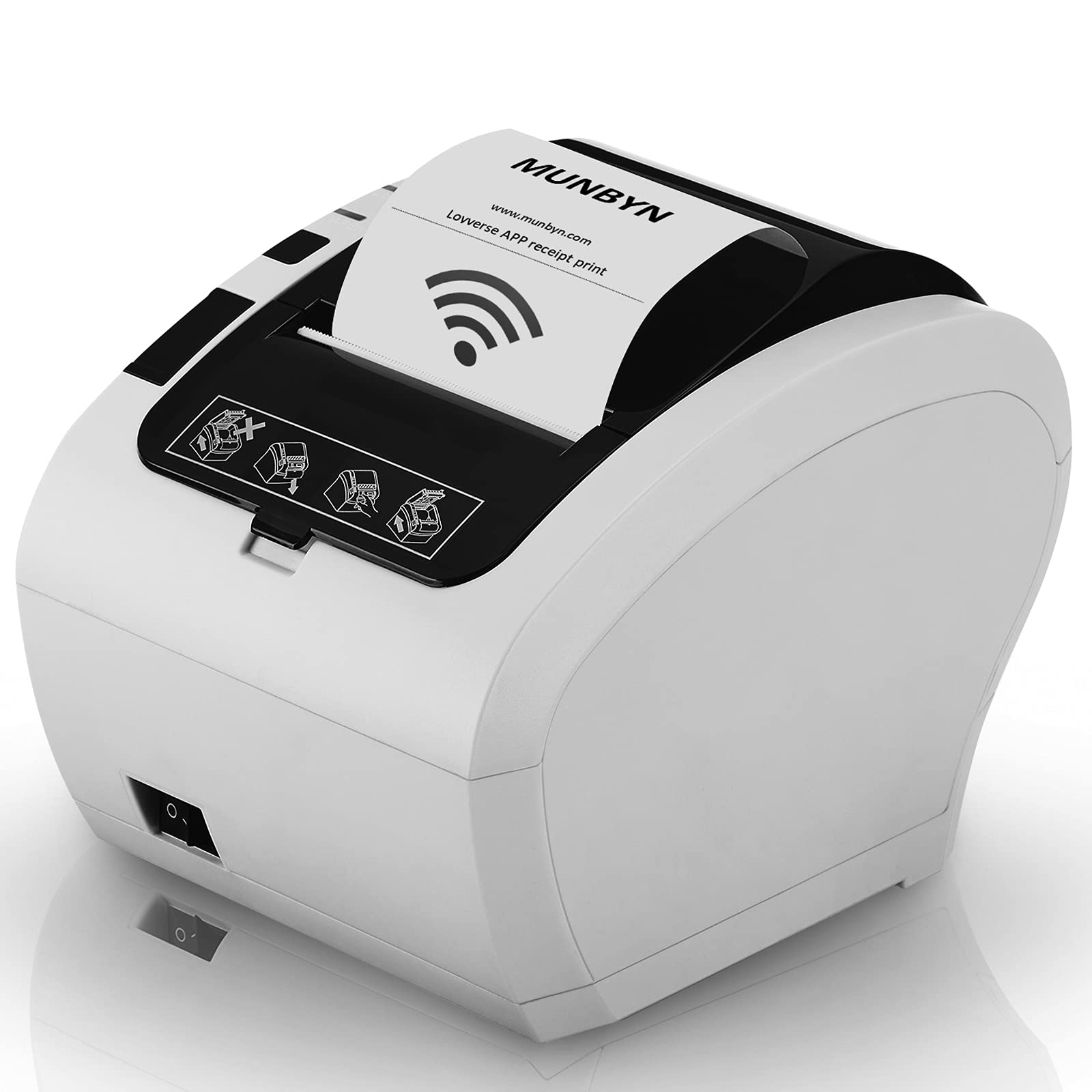 MUNBYN Android Wi-Fi Thermal Receipt Printer POS Printer with USB Ethernet Serial Port for Android Windows, Mac, Linux and ChromeOS, Restaurant Shop Home Business ESC/POS, White