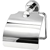 Stainless Steel Toilet Paper Holder with Cover | Wall-Mounted Bathroom Tissue Roll Dispenser, Waterproof Toilet Paper Roll Holder for Bathroom &amp; Kitchen (Max Roll 5.1")