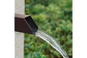 PONDO 2" Square Water Fountain Spout Scupper, 316 Stainless Steel Spillway w/Construction Spray Baffle for Pools, Ponds, Water Walls, Fountains (Brown) Overall Length 10 Inch