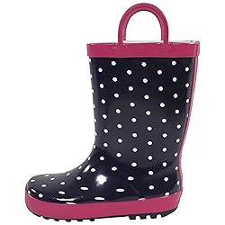Hudson Baby Rain Boots, Navy Dots Pink, 1 US Unisex
