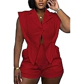 Symina Women's Jumpsuits Sleeveless Casual V Neck Shorts Romper One Piece Outfits Short Jumpsuits Clubwear