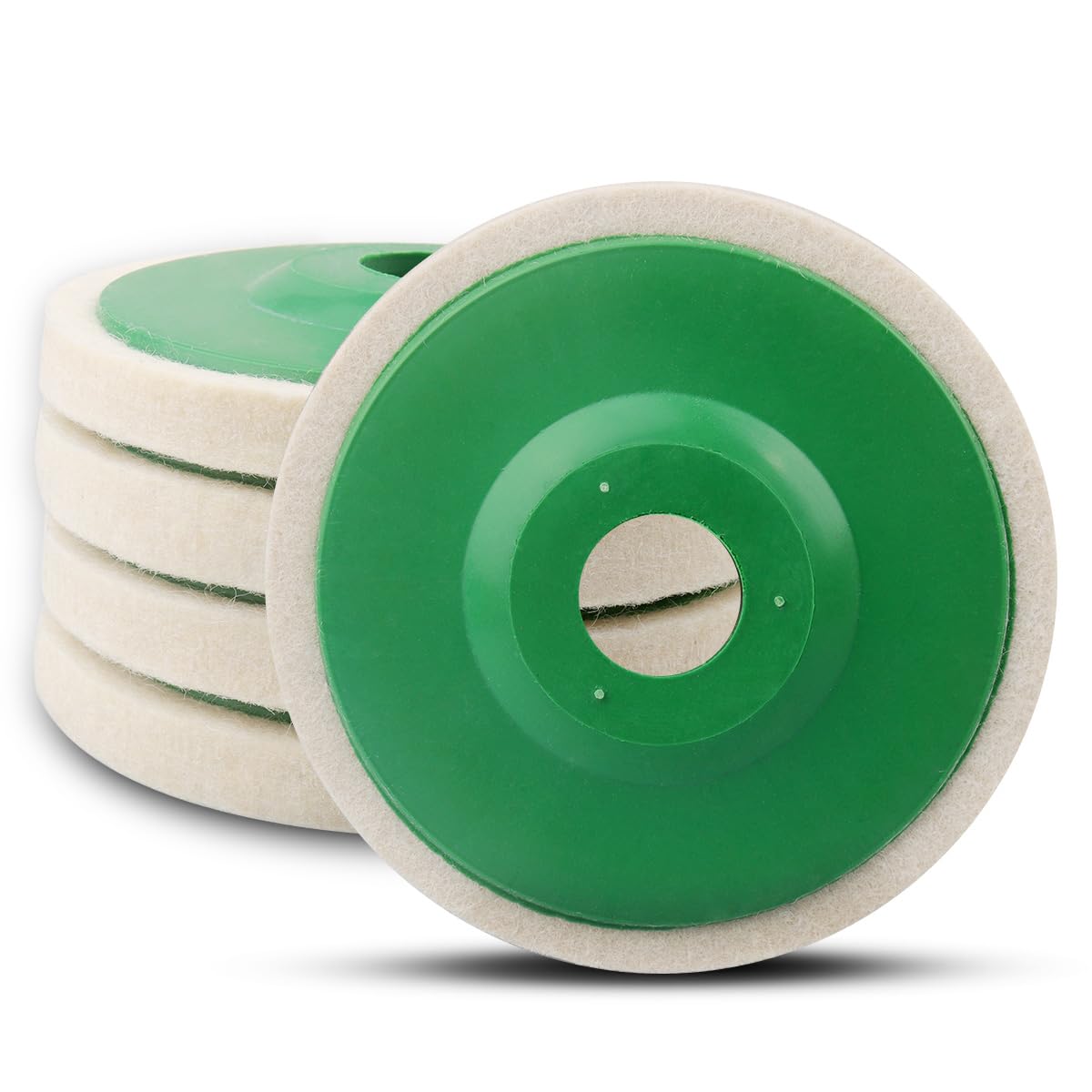 ATOPLEE Thickened 12mm Wool Polishing Wheel Disc,5pcs 115mm Dia Buffing Wheel for 4.5 Inch Angle Grinder,Wool Felt Polishing Wheel for Metal,Marble,Wood（Hole Diameter:22mm,Thickness:12mm） — image 1