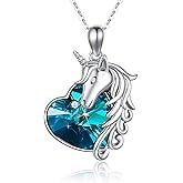 JUSTKIDSTOY Unicorn Necklace Jewelry 925 Sterling Silver Unicorn Pendant Necklace with Crystal Birthday Gifts for Women