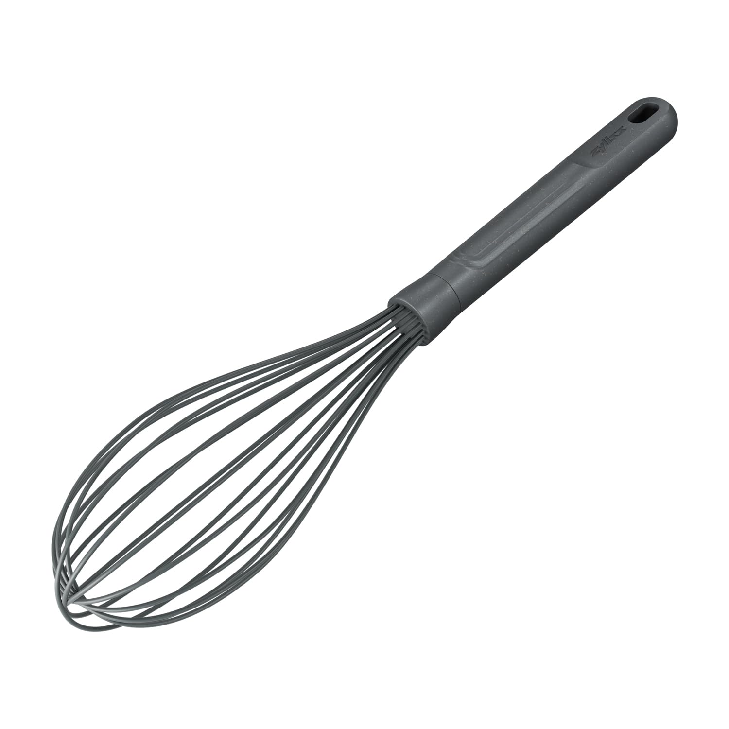 Zyliss Large Silicone Hand Whisk, Sustainable Wheat Straw Handle, Balloon Whisk with Heat Resistant Silicone Head, Suitable for Non Stick Cookware, Beluga Grey, 30.5cm x 6.5cm, Dishwasher Safe