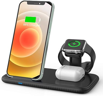Amazon ワイヤレス充電器 4in1充電器 急速充電 充電スタンド 置き型充電器 ワイヤレスチャージャー Usbポート付きiphone充電器 Qi認証済5w 7 5w 10w 15w出力 Iphone Apple Watch Airpods その他qi対応機種適用 置くだけ充電 家族用 クレードル ドック 通販