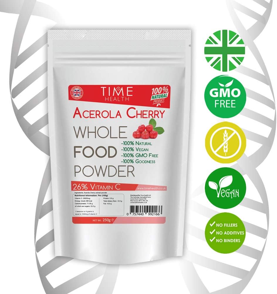 Acerola Cherry Spray Dried Juice Powder - Natural & Wholefood VIT C - 100g 250g 500g 1kg (250g Powder Pouch) - Image 3