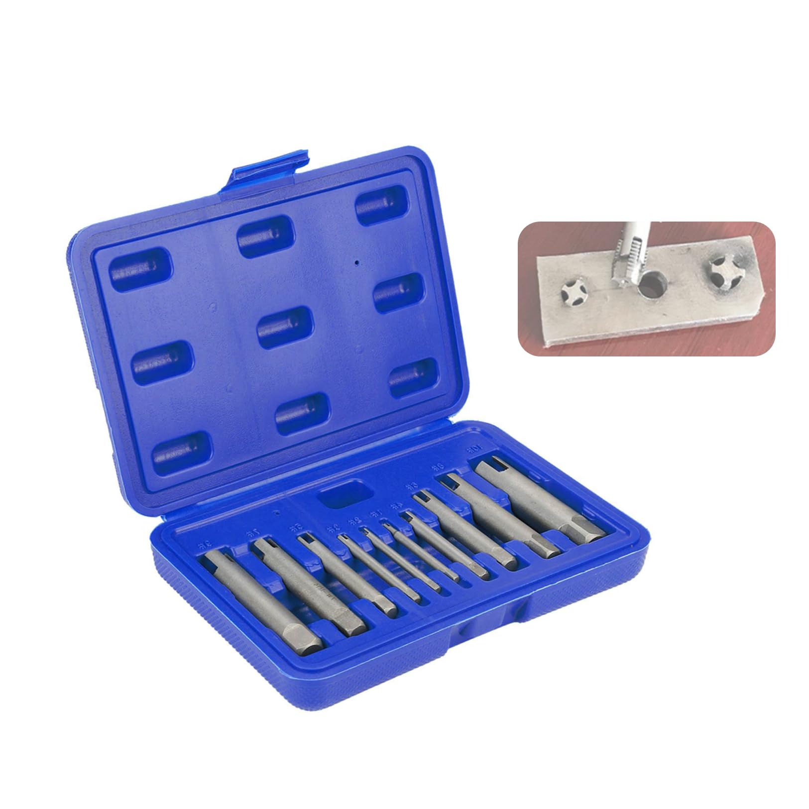 Tap Extractor, Damaged Screw Remover Set for M4-M24 Screws, Bolts, Fasteners(10pcs)