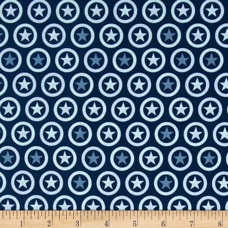 Riley Blake Lucky Star Flannel Circle Navy Fabric By The Yard