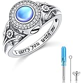 HOOHWE Urn Rings for Ashes for Women, 925 Sterling Silver Rose Flower/Sunflower/Red Cardinal/ Lotus Urn Ring Hold Loved Ones Ashes Forever In My Heart Keepsake Memorial Jewelry Cremation Rings for women