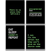 Govivo Office Decor - Computer Science Art - Set of 4 Geek Wall Art - Fun Gift For ICT Teacher, Student, Coding Nerd, Computer Programmer, Dad - 8x10 unframed print