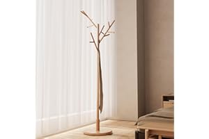 Muwuele Coat Rack,Solid Wood Coat Rack Freestanding with 12 Hooks,Coat tree freestanding 3 Adjustable Heights for coat, Hats,