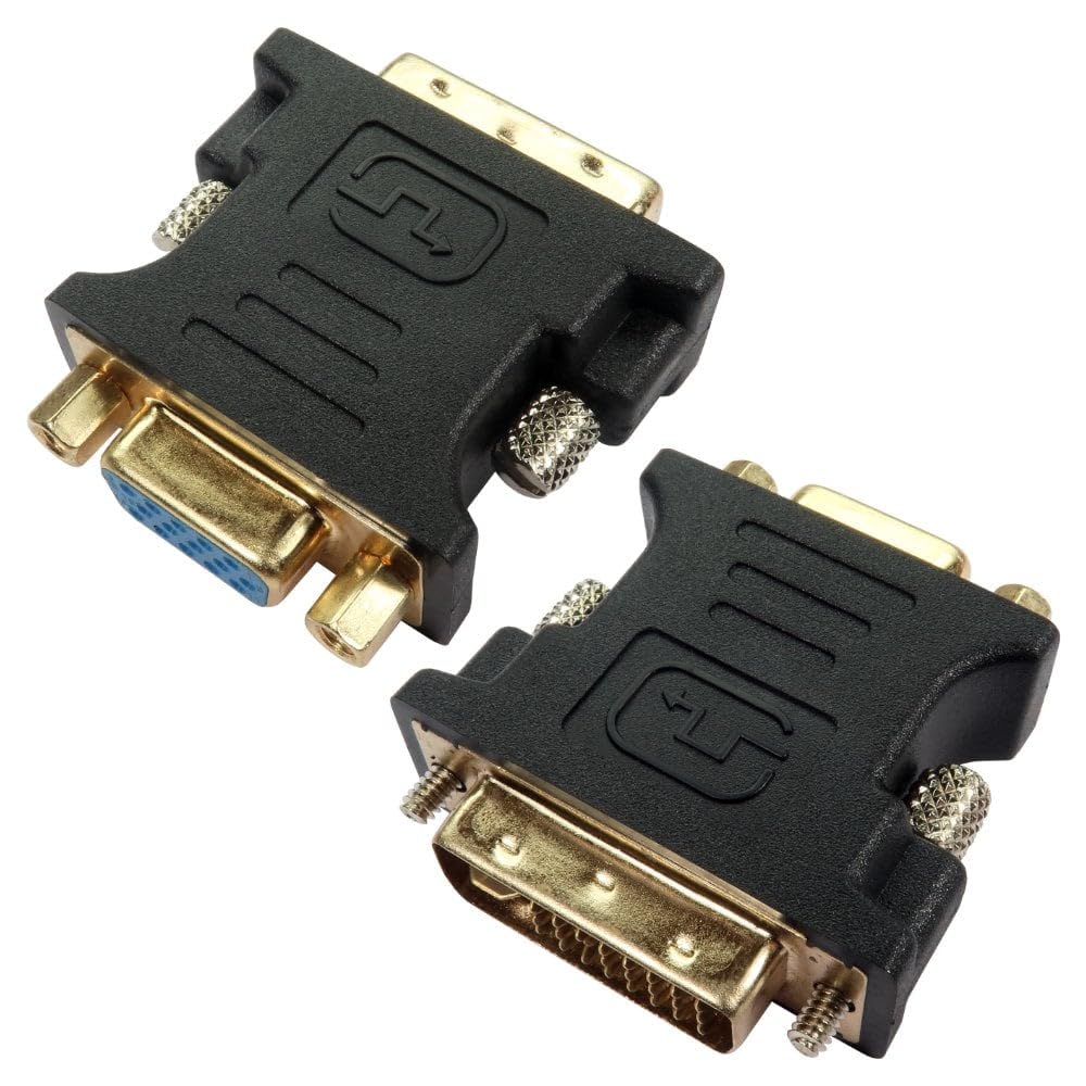 rhinocables - DVI-A Male to VGA Female Adaptor | Converts DVI to SVGA for HDTV, DVD, Projectors | Gold-Plated Connectors for Stable Signal | Plug & Play Installation, Black, Gold