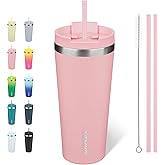 BJPKPK 22oz Tumbler With lid And Straw Stainless Steel Travel Coffee Mug Insulated Tumblers Cups,Light Pink
