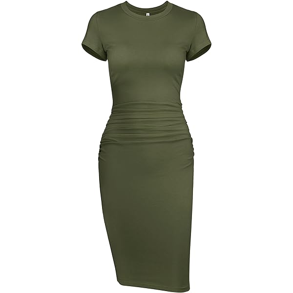 Amazon.com: Laughido Women's Short Sleeve Ruched Bodycon