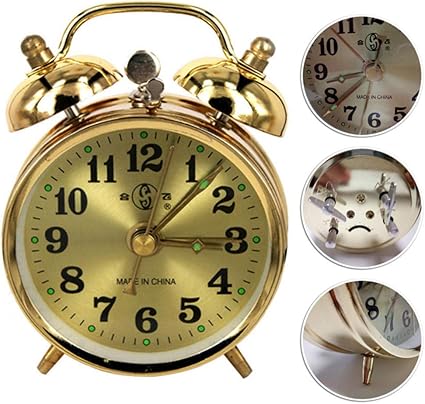 Amazon De Gold Mechanischer Wecker Manuelles Aufziehen Vintage Metal Snooze Tischuhr Display Nette