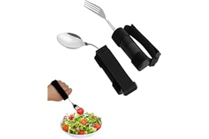 HoEase Bendable Adaptive Utensils for Elderly, Disabled People, Parkinson’s, Arthritis, Hand Tremors, Weak Hand Grip & Handicapped, Arthritic Hands-Non Slip Handles(Zhi_wanqu2,Black)