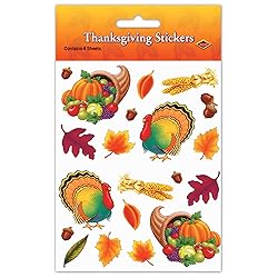 Beistle Thanksgiving Stickers 4 Sheets Per Pkg