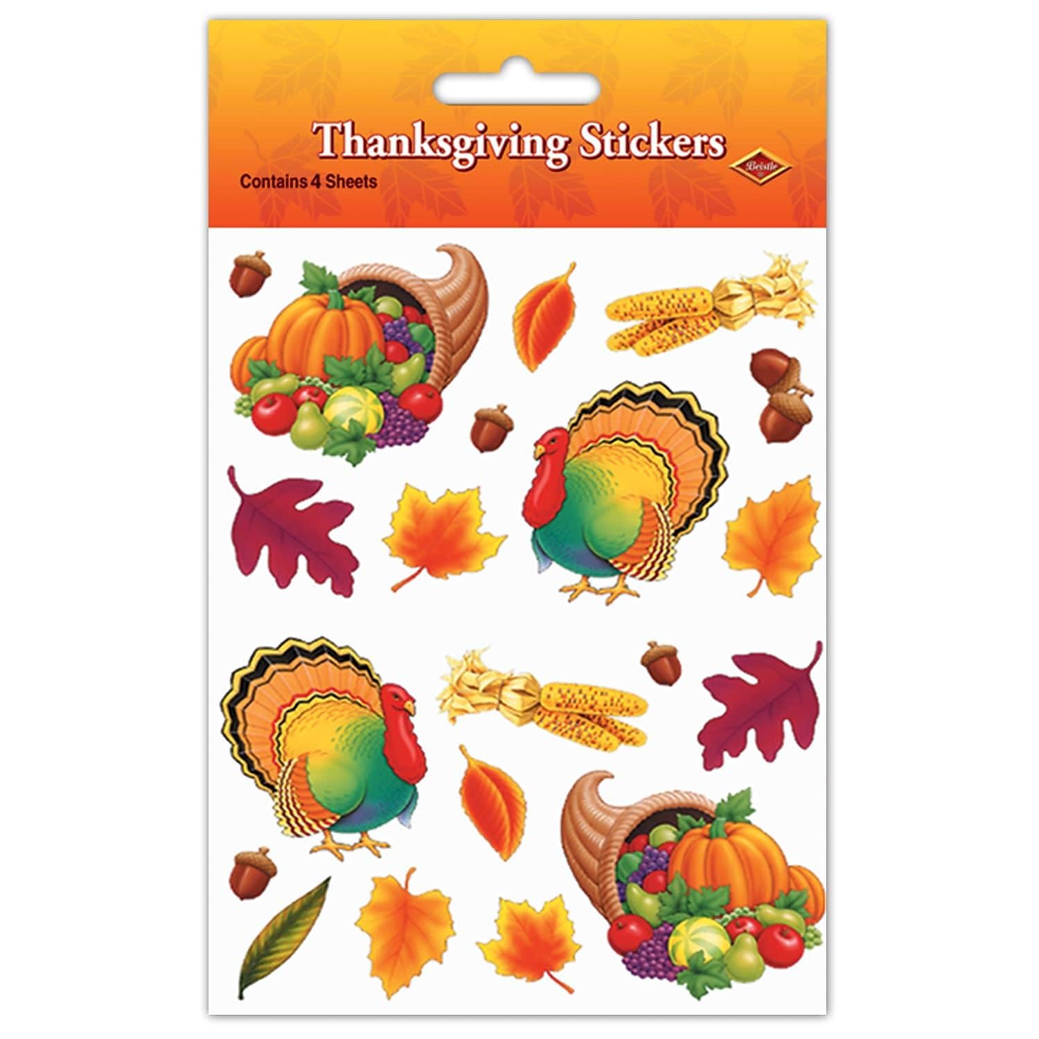 Beistle Thanksgiving Stickers 4 Sheets Per Pkg
