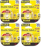 Scotch 137 Double-Sided Office Tape with Hand Dispenser, 1/2 x 450 Inches (Pack of 4)