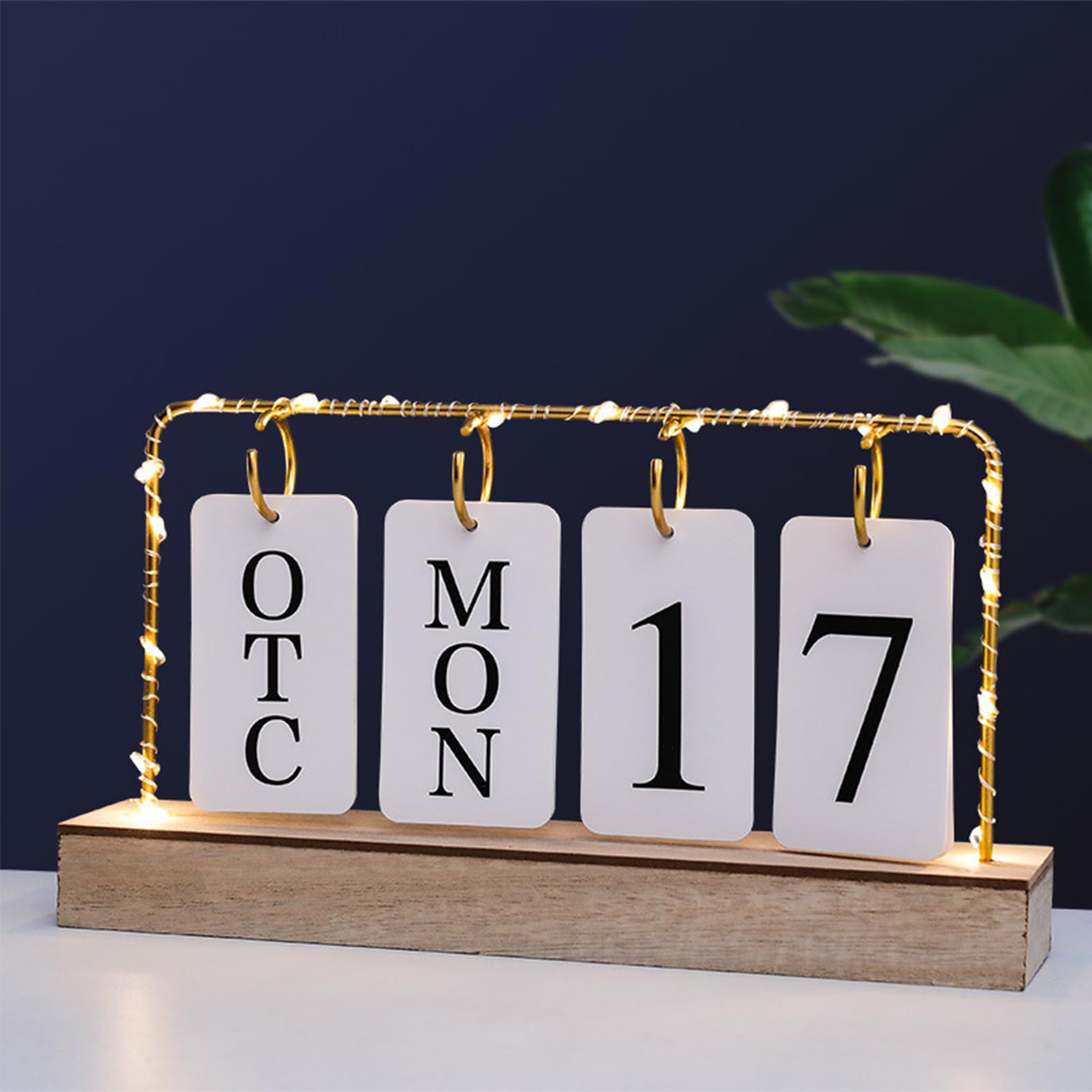 Perpetual Calendar Flip Wooden Calendar Blocks Vintage Wood Block Calendar for Home Office Desk Accessories Week Month Date Display White