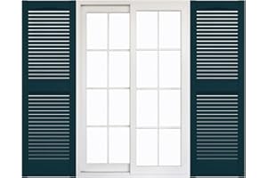 MID AMERICA Mid-America 00011455166 Cathedral Top Center Mullion, Open Louver Installation Lok's & Matching Screws Shutter (Per Pair), 14.5-in. W x 55-in. H, 166-Midnight Blue