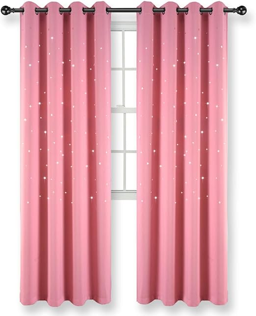 Amazon Com Kotile Girls Room Pink Darkening Curtains Laser