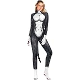 Bemeiren Men's Animal Bodysuit Costume with Big Tail Print Petsuit Spandex Furry Jumpsuit Cosplay Halloween Party