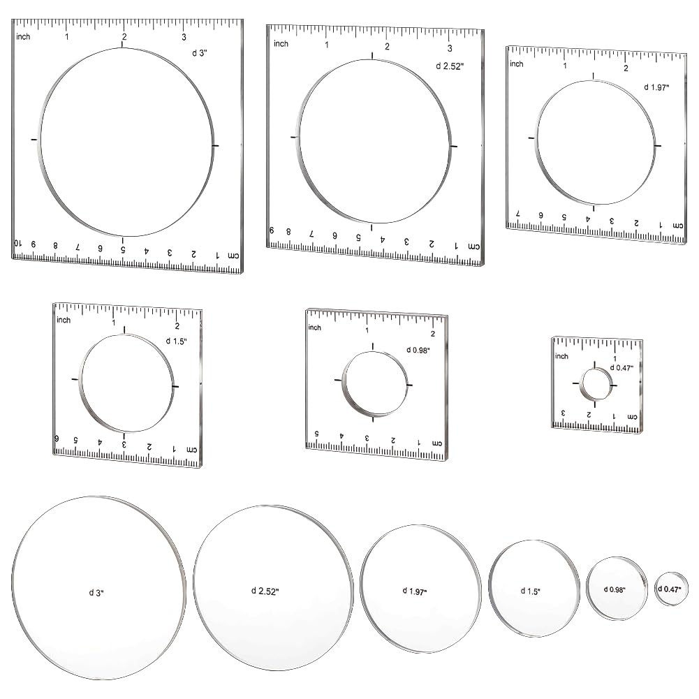 PH PandaHall Pack of 6 Router Templates Router Circle Jig Inlay Templates Clear Drawing Scale Rulers Acrylic Template Decorative Template Sewing Measuring Tool Set for Woodworking Craft Making