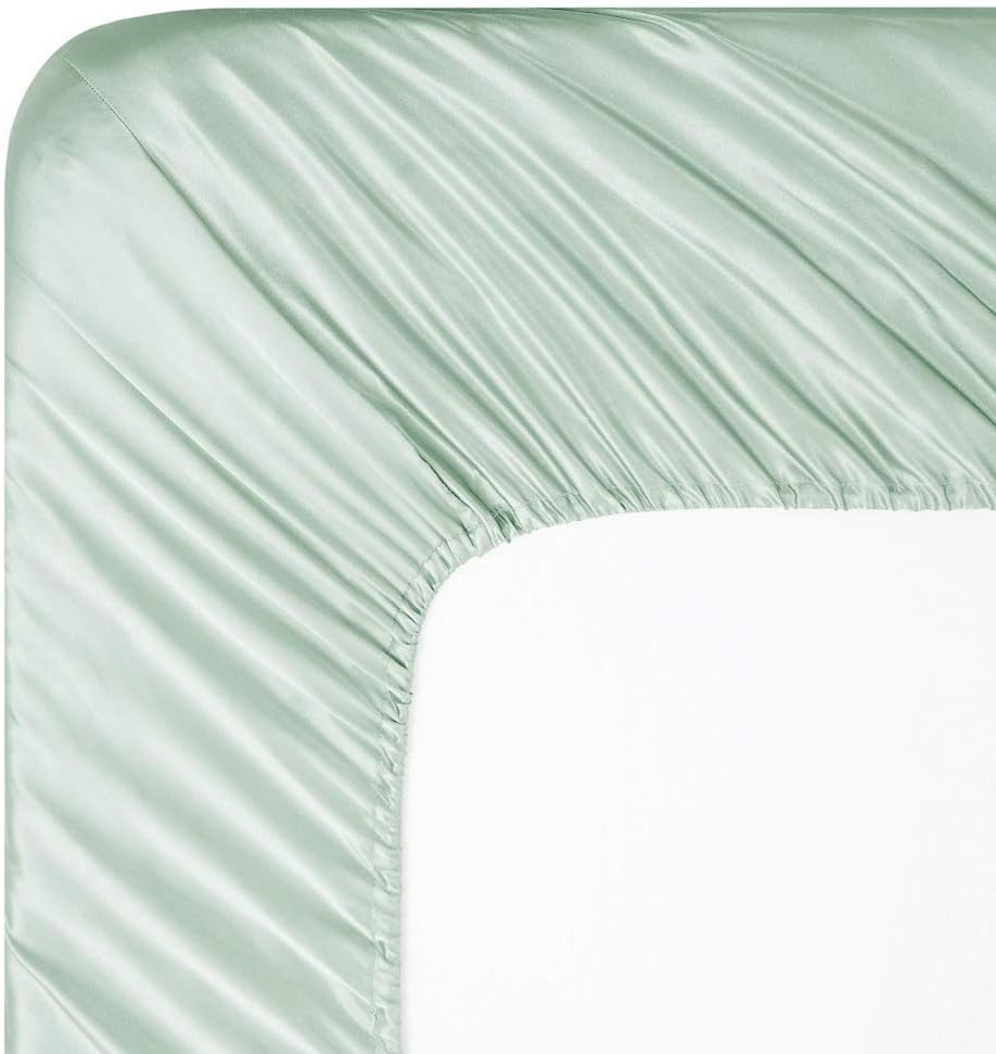 Homiest 6-Pieces Satin Sheets King Size Luxury Silky Satin Bedding Set with Deep Pocket 1 Fitted Sheet + 1 Flat Sheet + 4 Pillowcases, Mint Green: Home & Kitchen