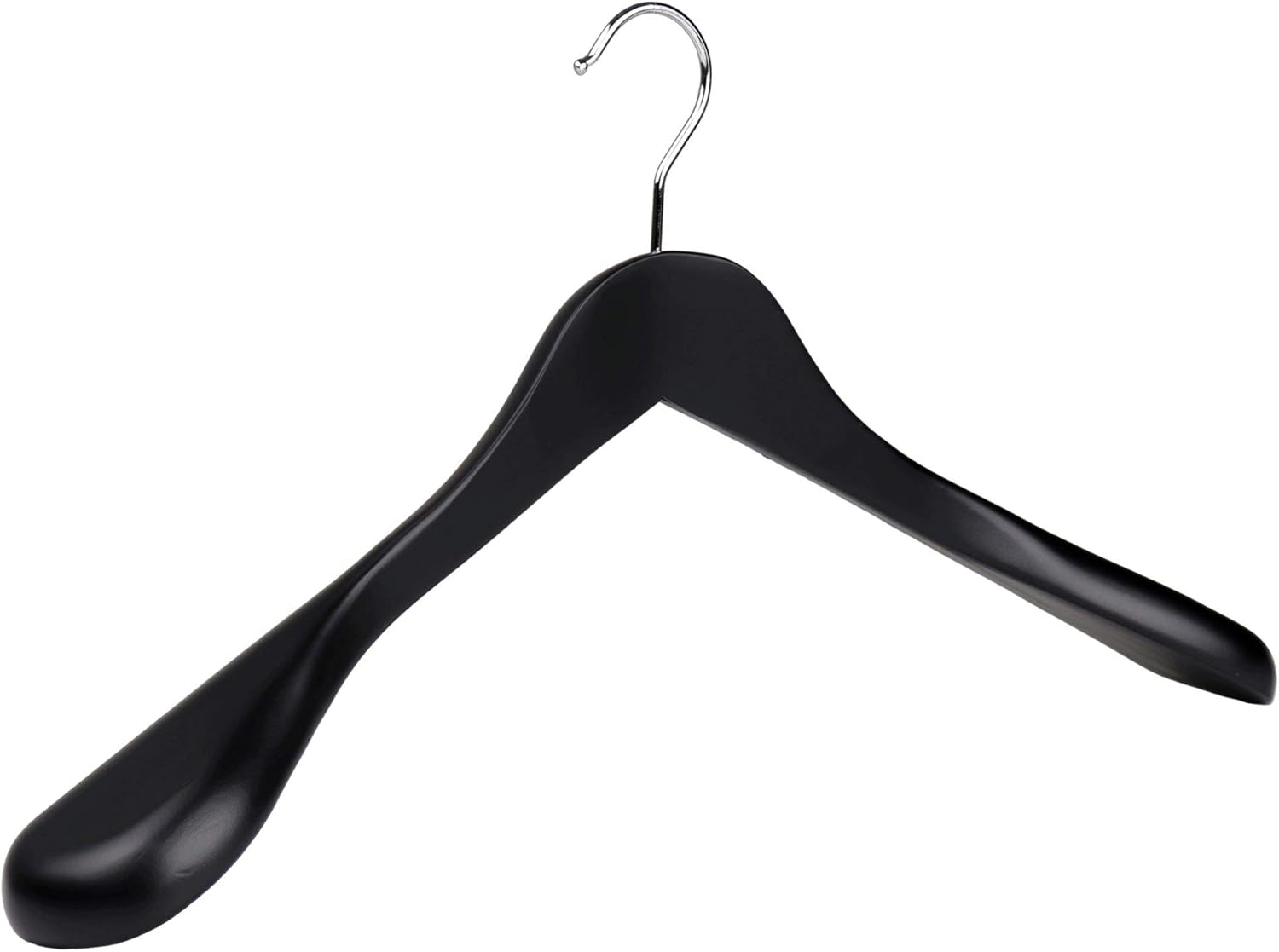 The Hanger Store 6 Black wooden coat hangers with broad ends for coats