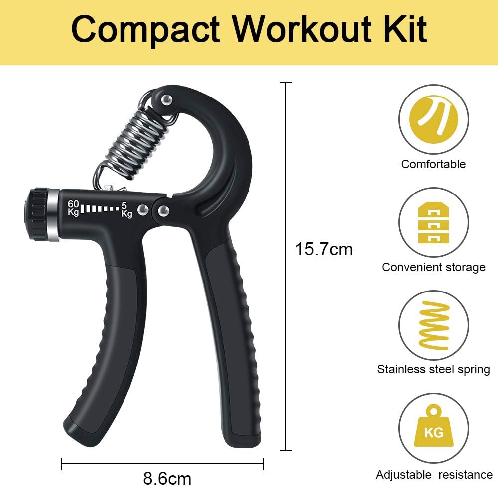 Vicloon Hand Grips Strengthener,5 Pack Adjustable Resistance 11-132Lbs (5-60kg) Forearm Strengthener with Counter - Image 3