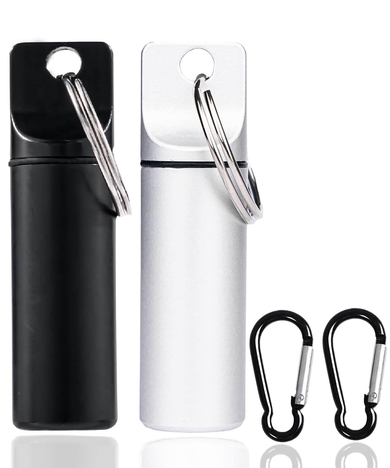 Photo 1 of Morn Light 2 Pack Portable Pill Holder Keychain Set, Waterproof Metal Pill Case with Carabiner for Travel & Daily Use