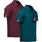 V VALANCH Polo Shirts for Men 2 Pack Tactical Performance Polo Short Sleeve Collared Work Shirt