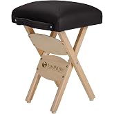 EarthLite Wooden Folding Stool, 19in, Black | Hardwood Maple, CFC-Free, Massage Table Medical Spa Facial Salon Chair