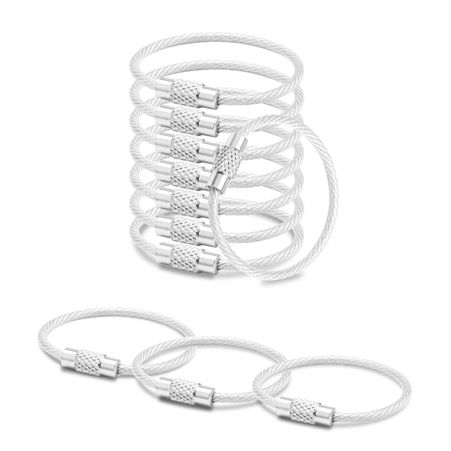 Photo 1 of CooBigo Small Keychain Key Ring Holder 25 Pack of 4 Inch Travel Luggage Tag Loops Wire Cable Key Chain for Hanging Car Keys Dog Tag Rings Keeper (THICK: 2mm, Silver)